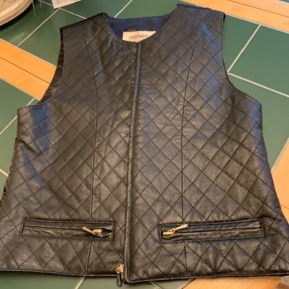 hamilton manor black genuine leather vest size m - Picture 4 of 4